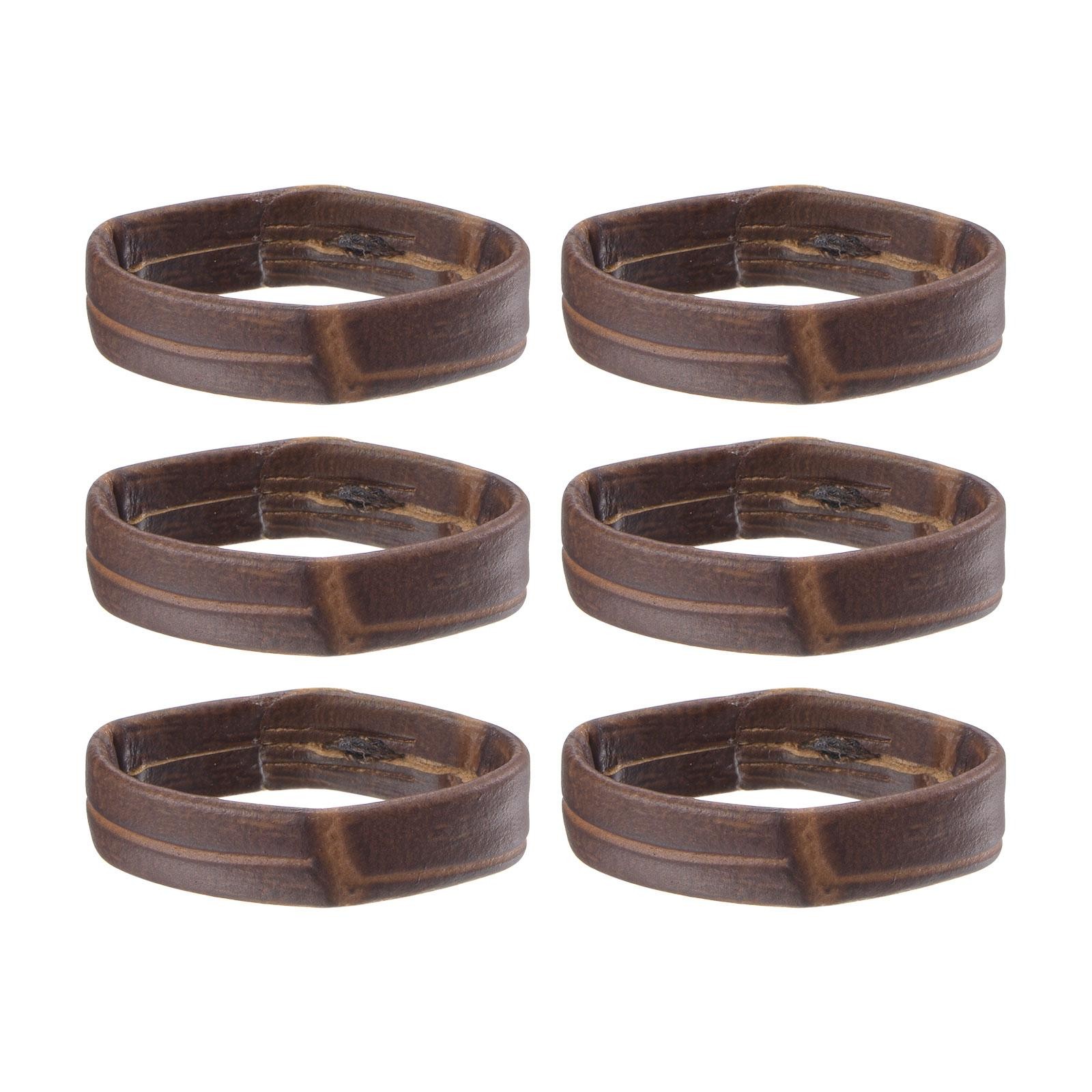 6 Pcs PU Leather Loops Retaining Ring for 20mm Width Watch Band, Dark Brown
