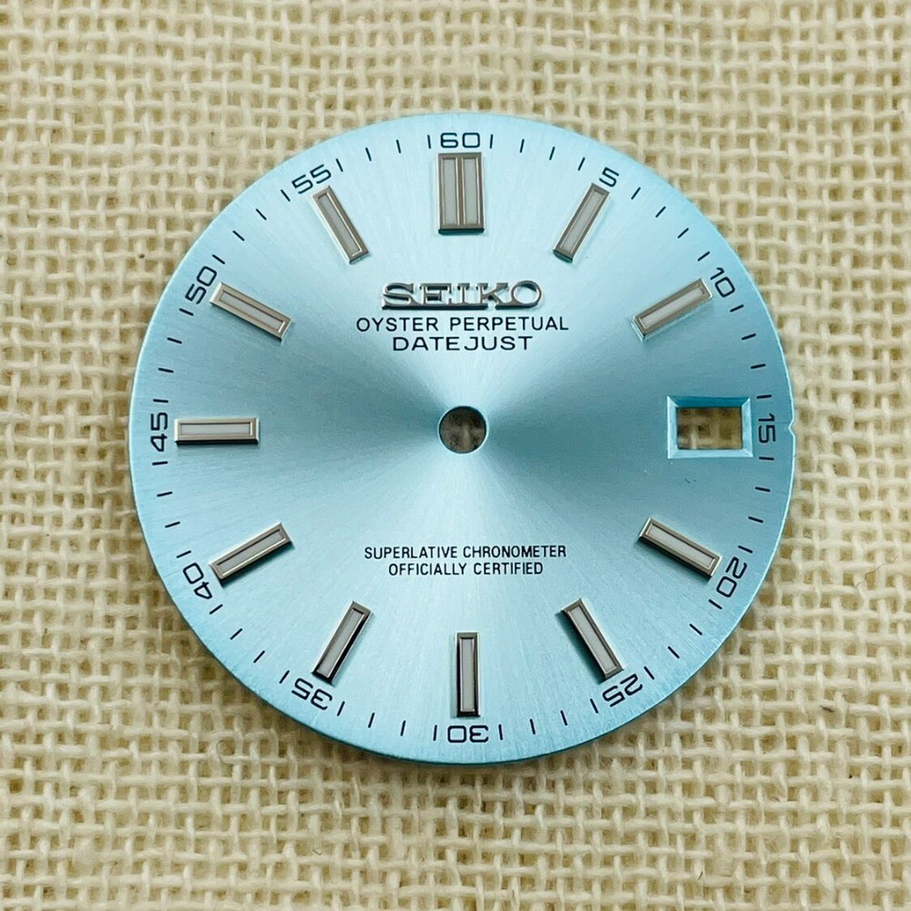 28.5mm Watch Dial Blue Green Luminous For Seiko NH35 NH36 Movement Diary Dials