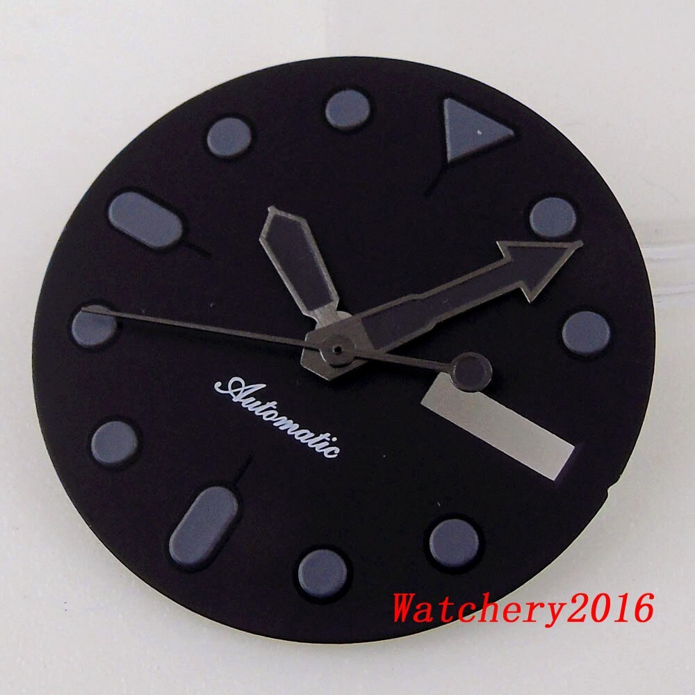 29MM Tandorio Grey Index Black Dial Fit NH36 NH36A Automatic Mens watch Dial