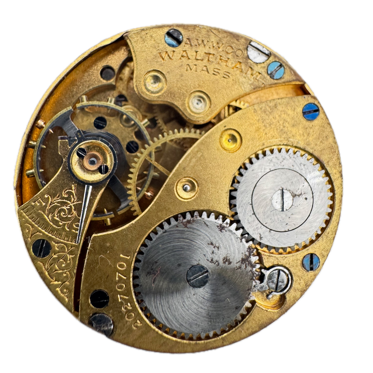 Antique 0s 1915 Waltham 7 Jewel Mechanical Hunter Pocket Watch Movement 160 USA