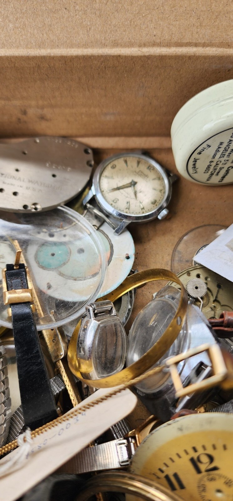 Vintage Pocket & wristband Watches Movements,faces,Crown for parts box #5 W1