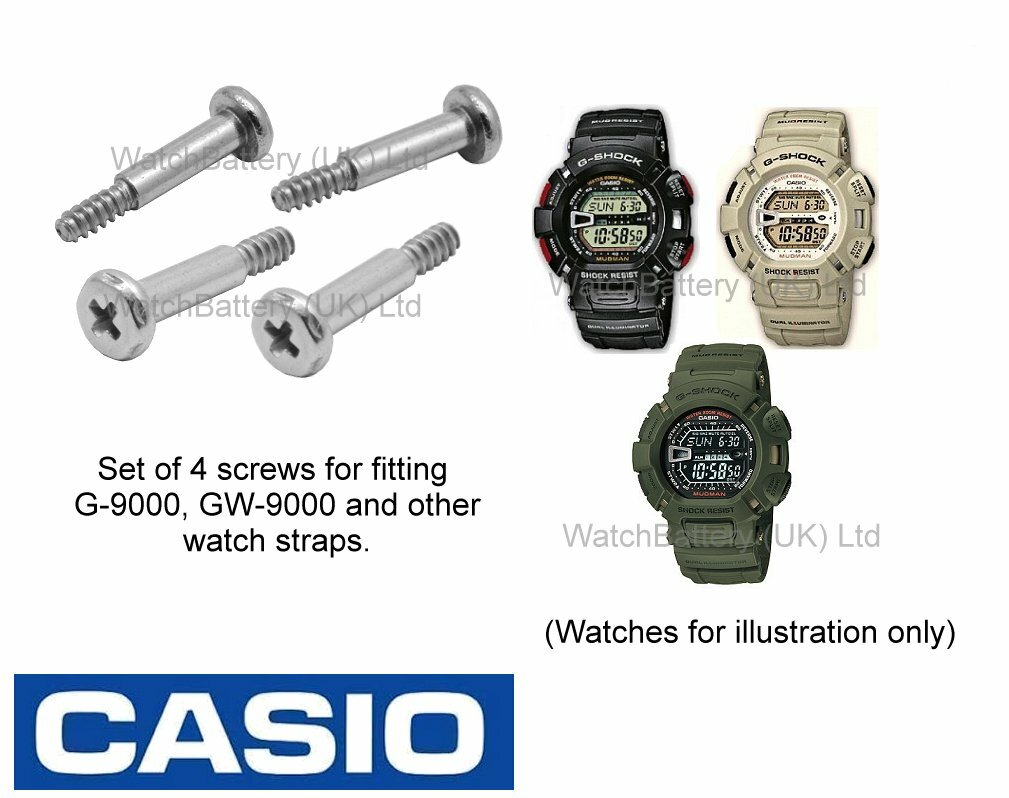 Casio Screw Set G-9000, G-9010, GW-9000 & GW-900 Watch Strap Band -Qty 4