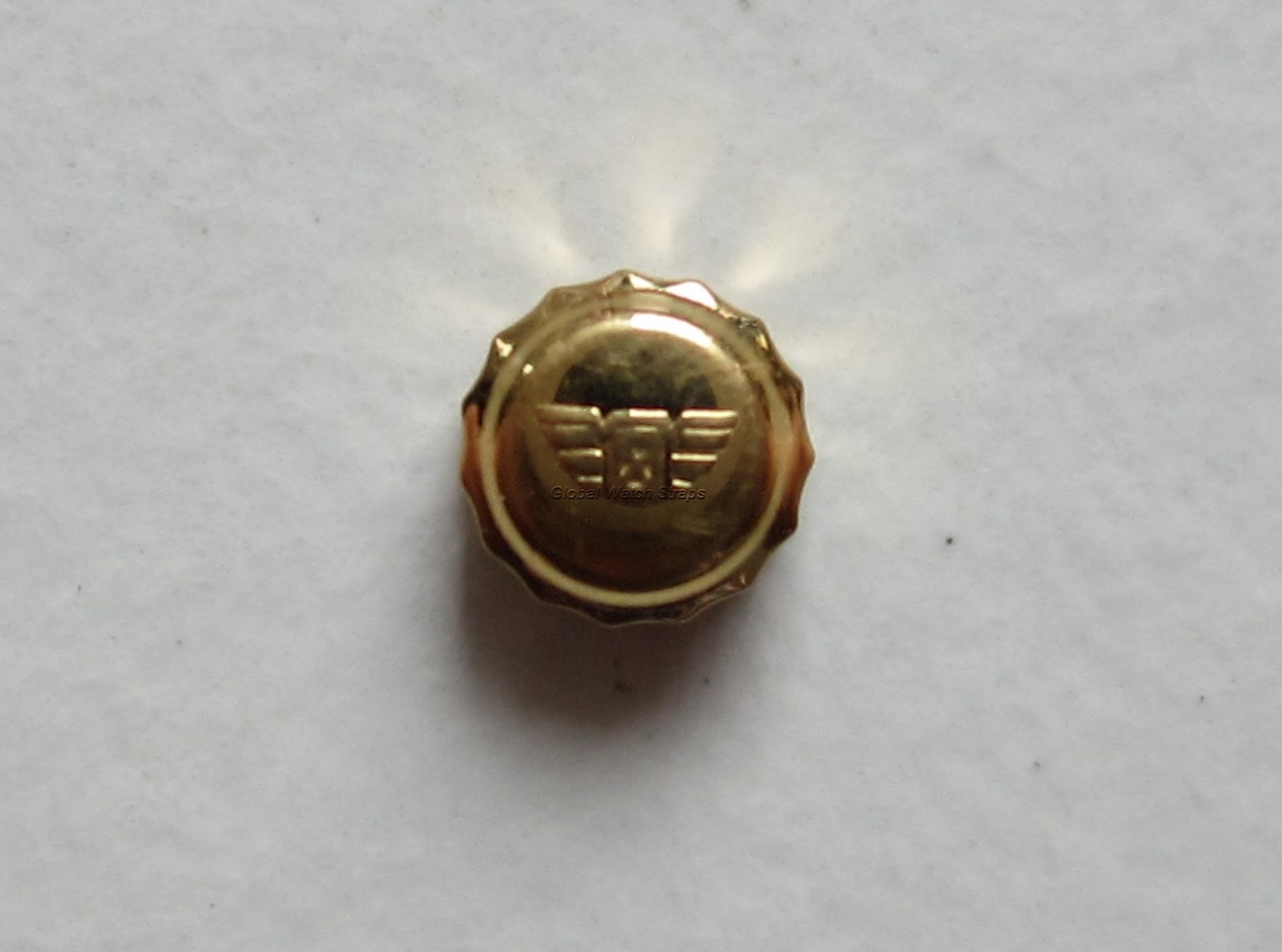 Longines N.O.S. yellow plated watch crown diameter 3.0 stem 0.9 mm
