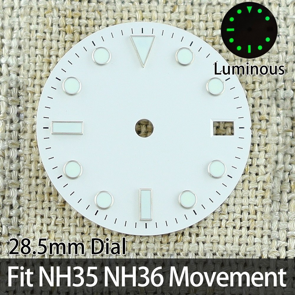 GMT Style Ø 28.5mm Aviator Watch Dials C3 Green Luminous For Seiko NH35 Movement