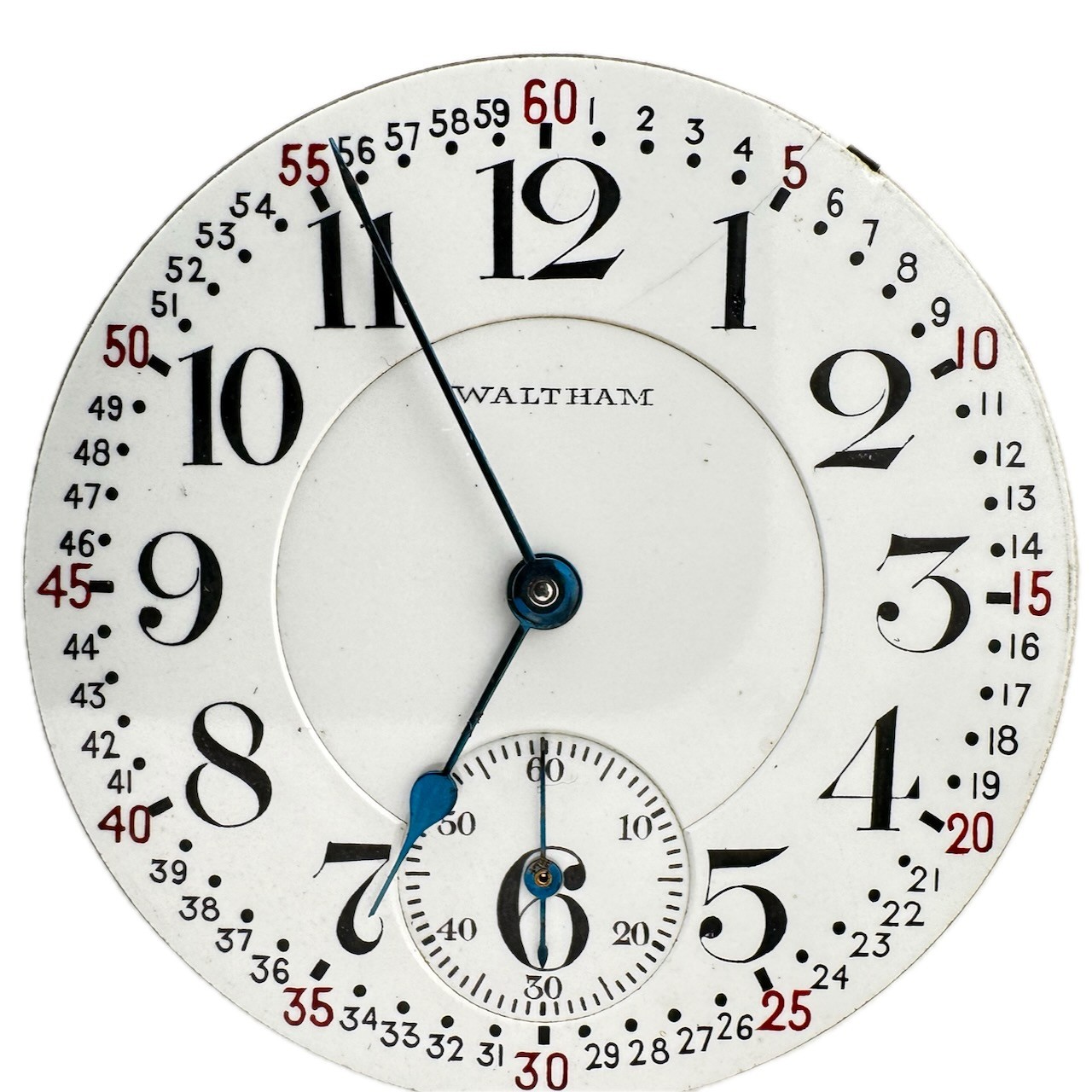 Antique 16s 1918 Waltham 21j Montgomery Dial Pocket Watch Movement Crescent St.