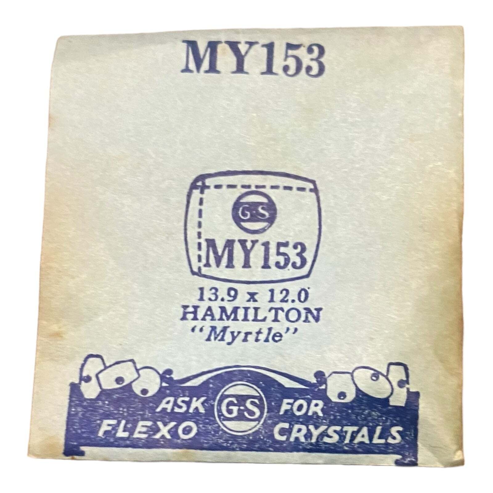 Germanow-Simon Mach (GS) MY153 Watch Crystal 13.9×12.0 NOS Part Flexo Hamilton