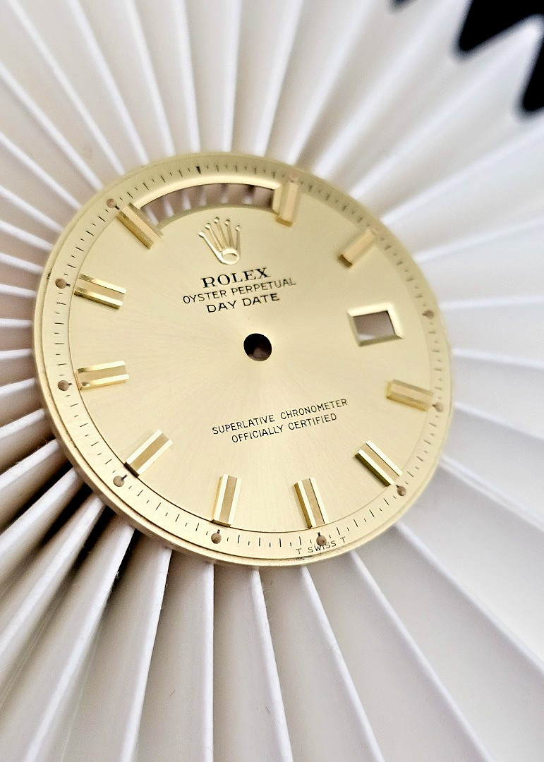 Rolex Golden Day-Date Dial with Wide Boy Indices Fits Ref. Plastic Glass