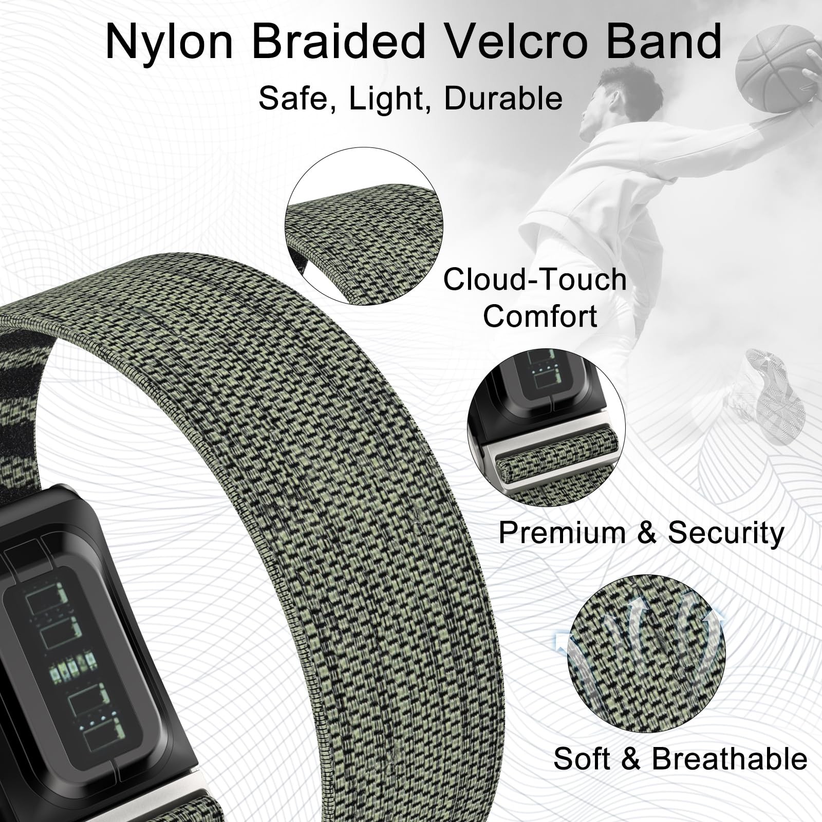 Nylon Sport Band for Whoop 5.0 Bicep Bands, Adjustable Waterproof Strap