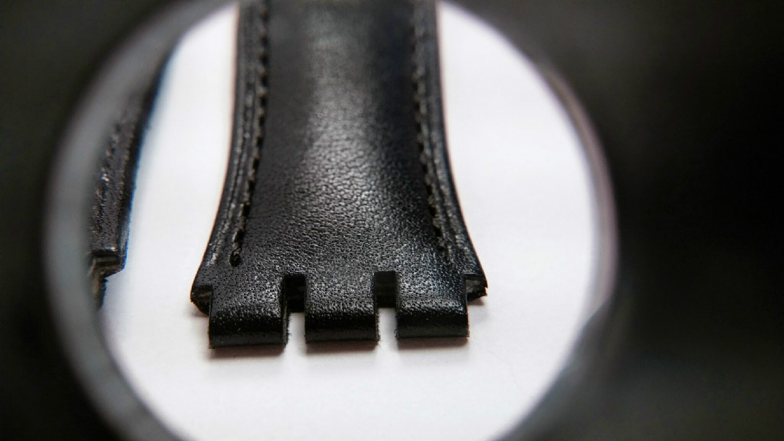 Black Band, Veau Veritable, Black, with buckle, and 2 pins, 17mm (16.5mm)