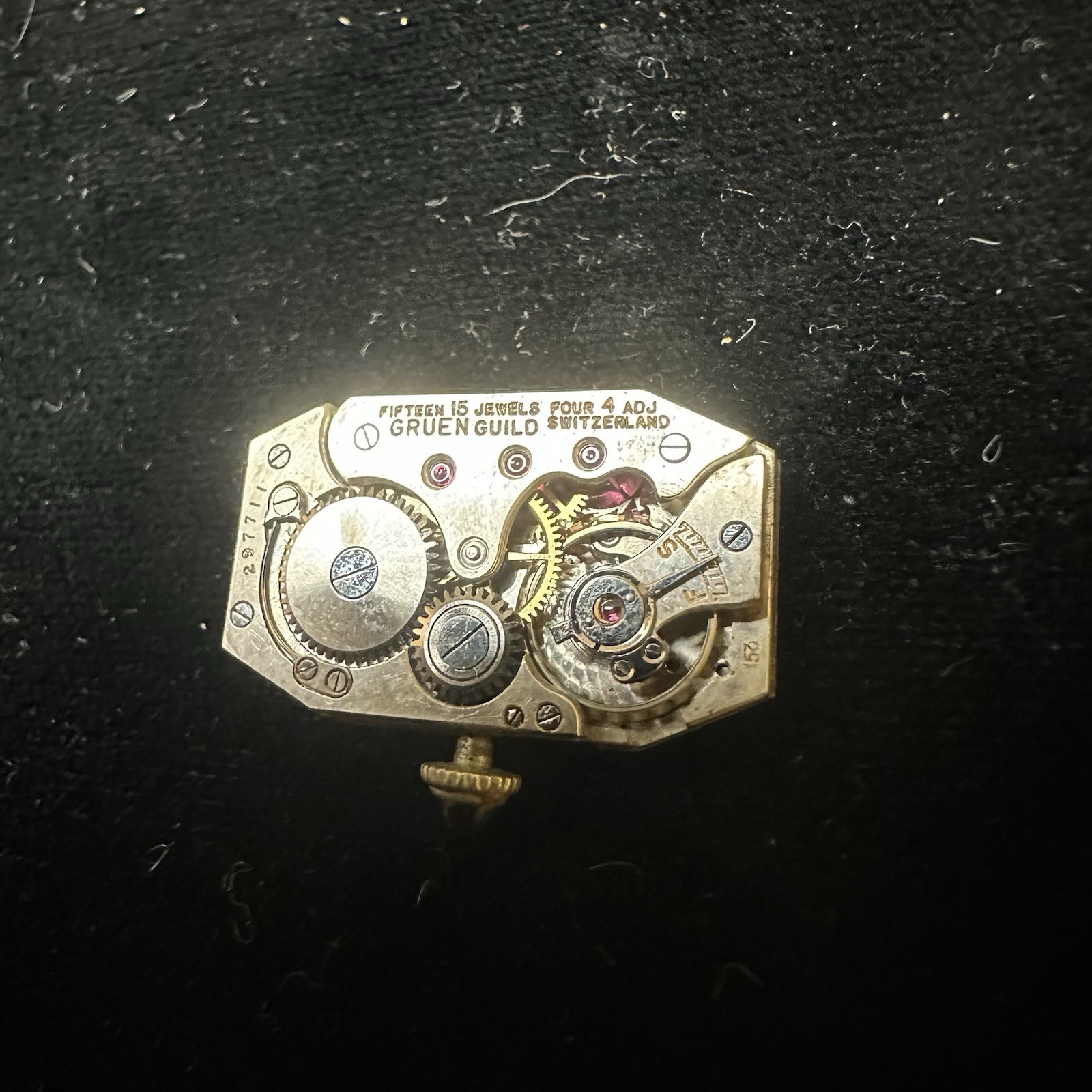1920s Gruen Guild 15J 4 Adj Caliber 153 DECO Dial & Movement Parts Or Repair
