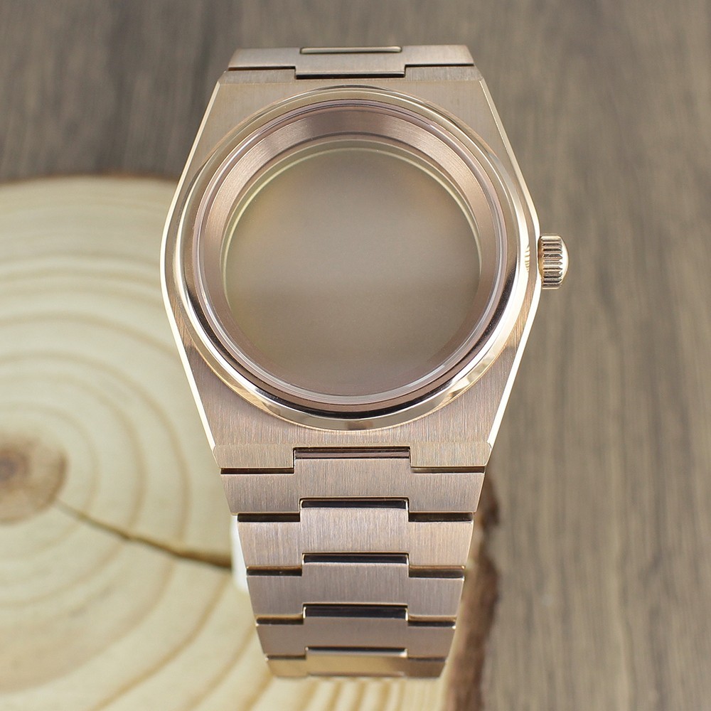 Steel Watch Case Wristband 40mm Rose Gold Modify PRX Mod For Seiko NH35 34 36 38