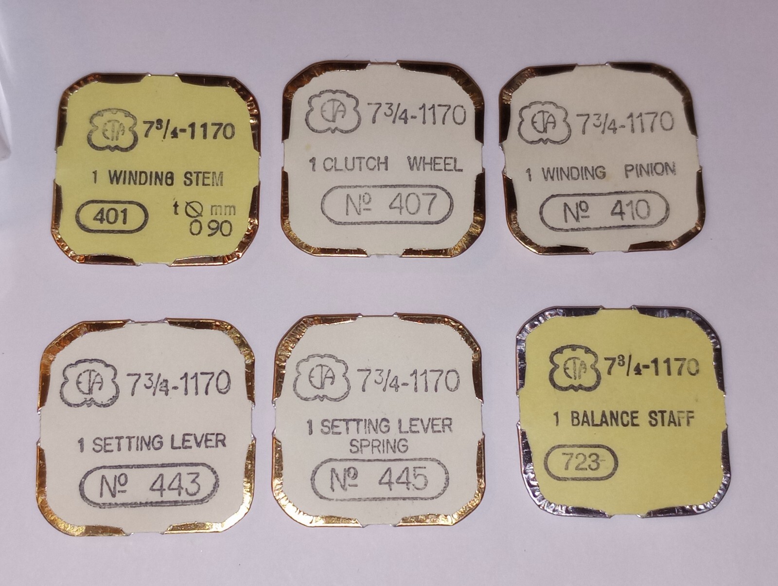 ETA 7-3/4-1170 Part #’s 401, 407, 410, 443, 445, 723 NOS (locHC2)