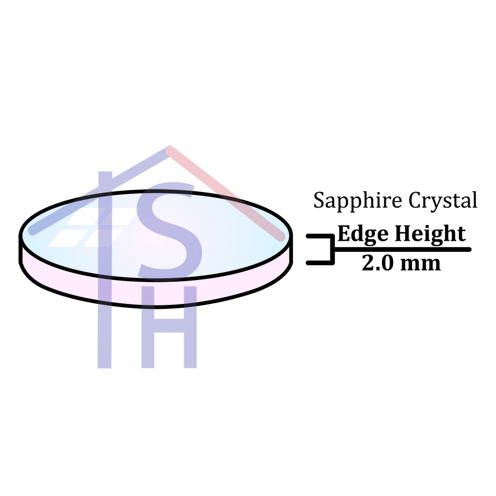 ROUND 2.0 MM THICK FLAT SAPPHIRE CRYSTAL WATCH GLASS REPLACEMENT SIZE 16MM-50MM