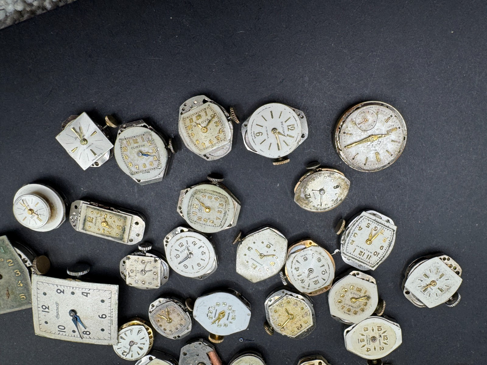 Vintage Rare Lot of 33 Automatic Movements Waltham Benrus Westfield Clinton