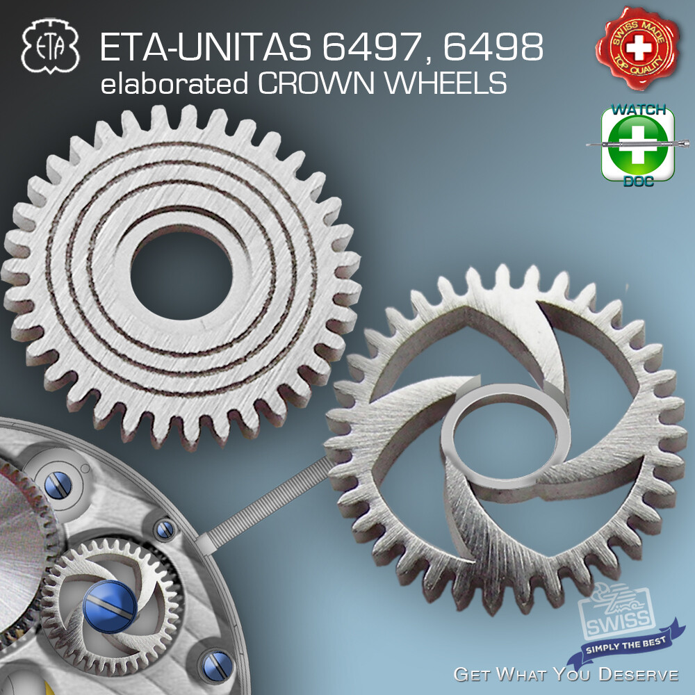 CROWN WHEELS FOR MOVEMENT ETA-UNITAS 6497/6498, CIRCLE OR TURBINE SKELETON