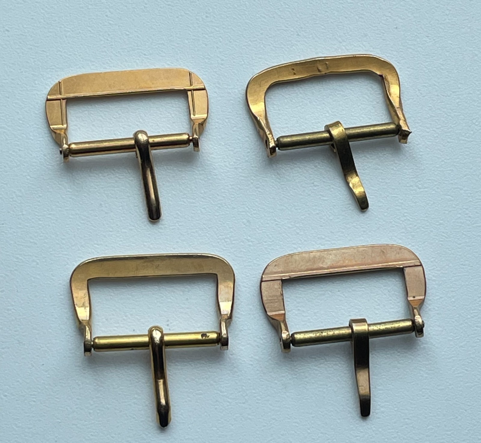 4pc Vintage Gold Plate Watch Buckle Clasp Strap Gold Bar Mixed Design Parts Lot
