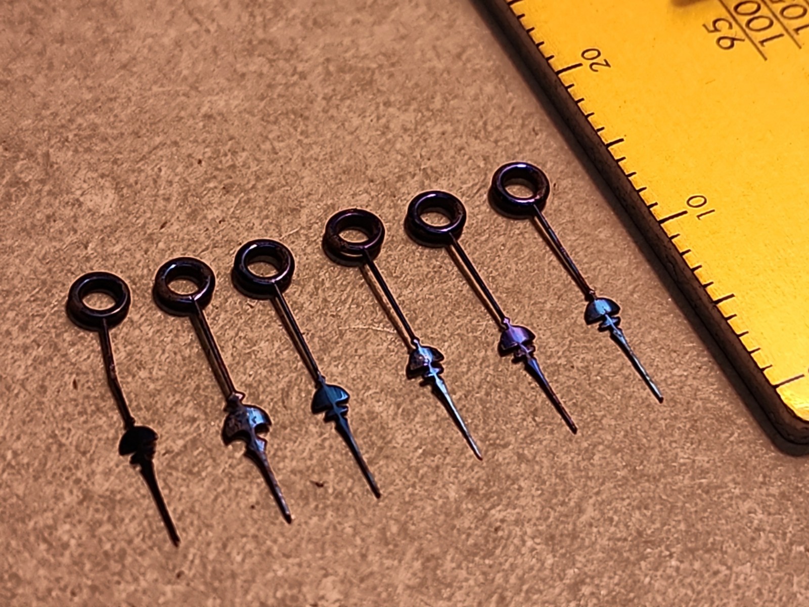Lot Of 6 Rockford 16s Fancy Blue Hour Hands W/Hole Size 165 For Restoration