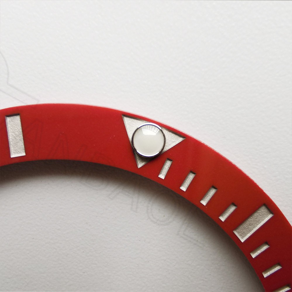 Platinum Filled Red Ceramic Bezel Insert For Submariner Mens Watch 38mmX30.7mm