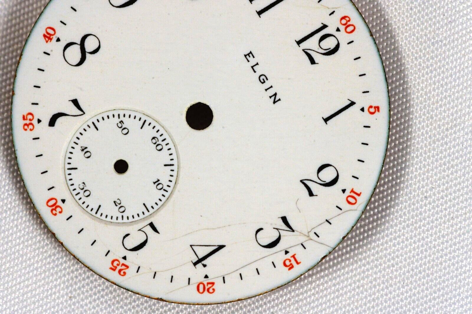 ELGIN Pocket Watch Dial Porcelain ELGIN Model 3 Grade 324 Arabic Indices