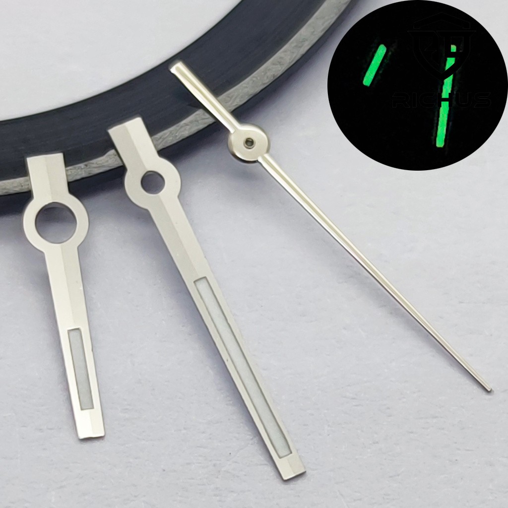 Silver Watch Hands Green Luminous Fit NH35 ETA2824 2836 Miyota8215-DG Movement