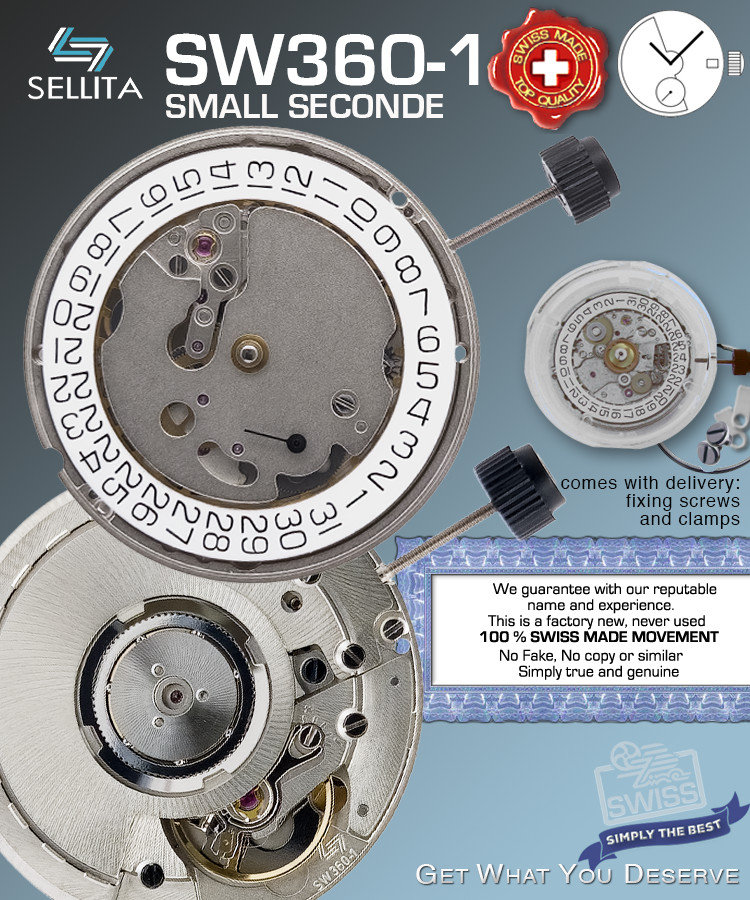 MOVEMENT SELLITA SW360, AUTOMATIC, compatible ETA 2895, ELABORE, SMALL SECOND
