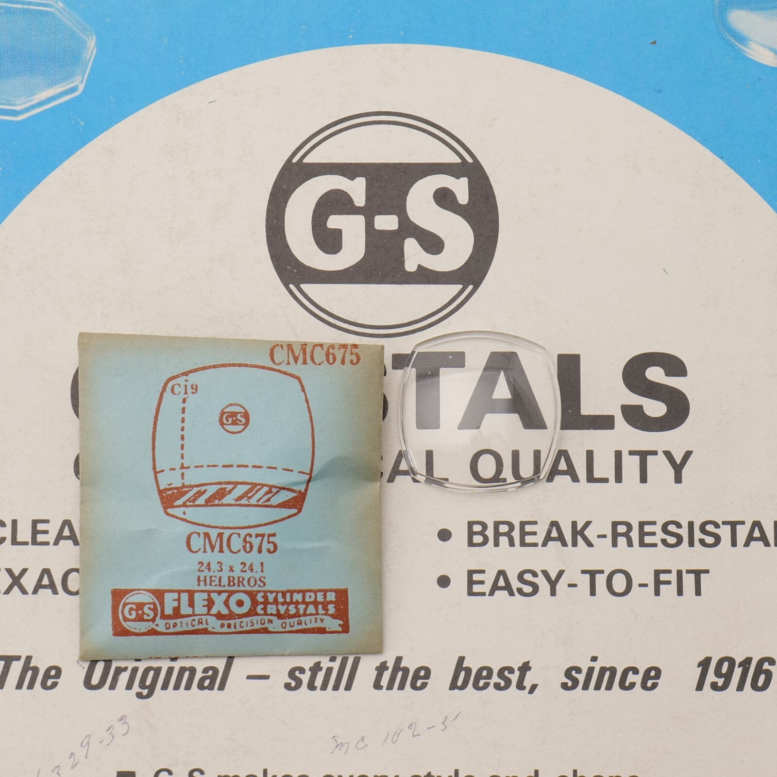 Vintage NOS GS Watch Crystal CMC675 Helbros – 24.3x 24.1mm NEW (MC)