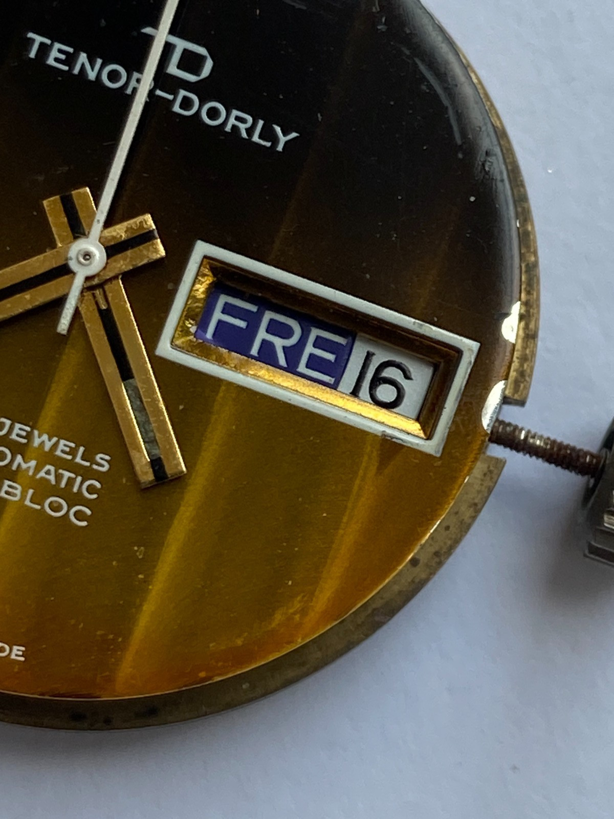 MEN WRIST WATCH FOR PARTS MOVEMENT AUTOMATIC 25 JEWELS TENOR-DORLY CAL. ETA 2789