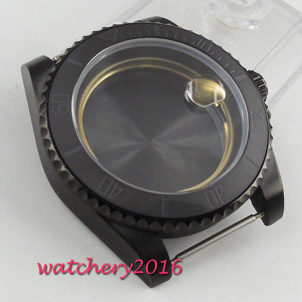 40mm Black PVD Watch Case Fit NH35 NH36 Miyota8215 DG2813 ETA2824 Sapphire Glass