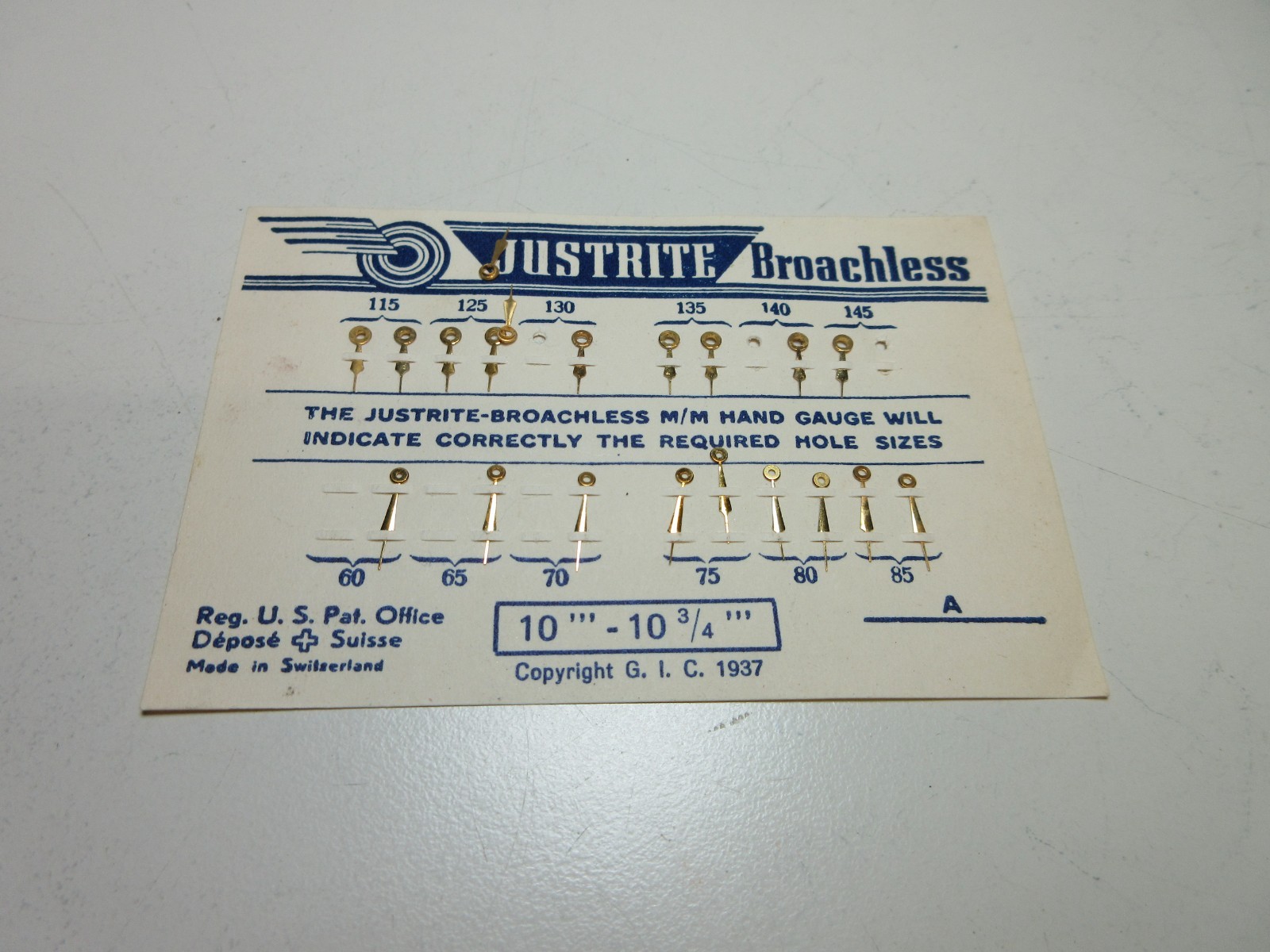 LOT JUSTRITE WATCH HANDS 10”’ 10 3/4”’ WATCHMAKER REPLACEMENT PARTS #225