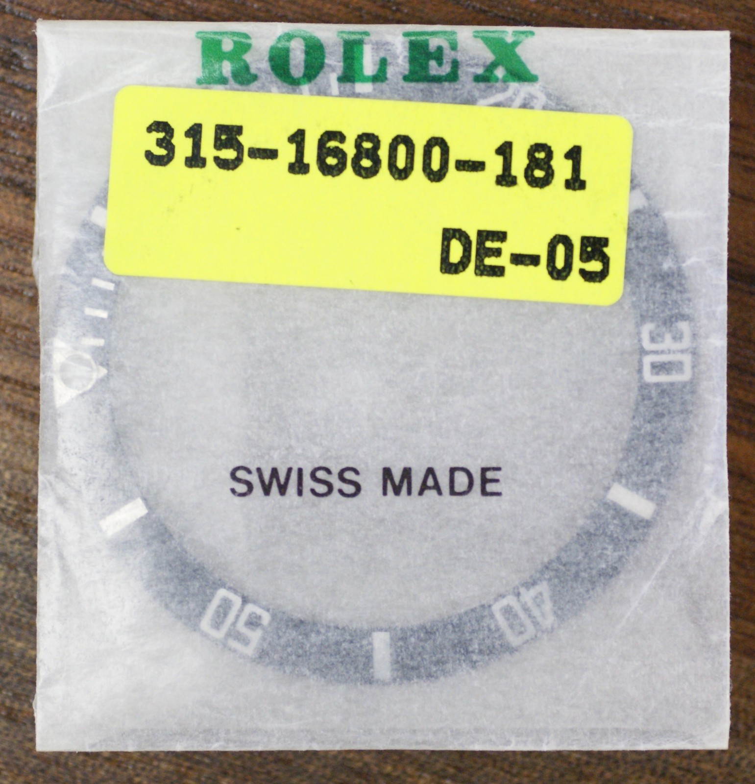 Rolex Original Submariner 315-16800-181 Black Bezel Insert OEM NOS 16610