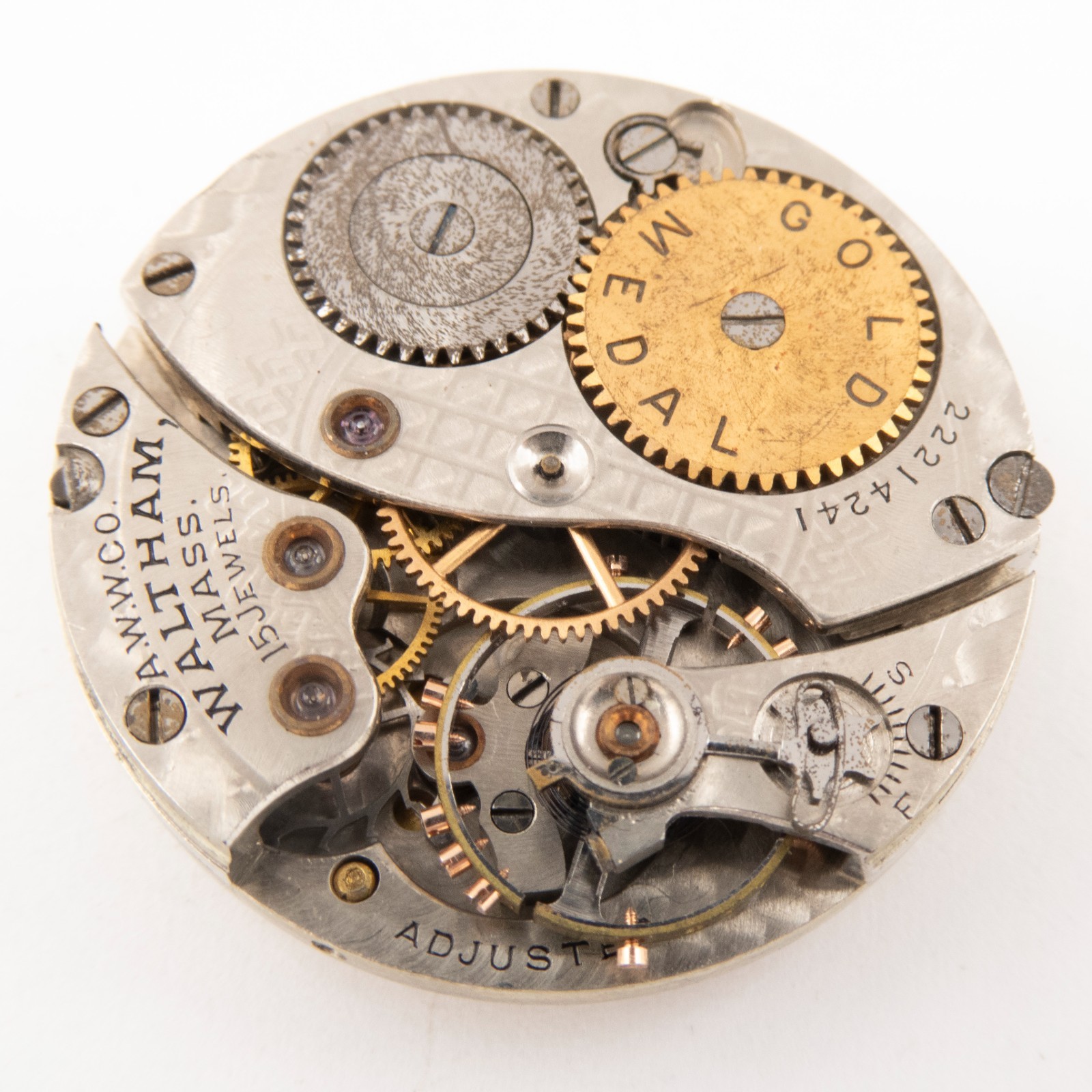 Waltham Grade No. 166 0-Size 15-Jewel Antique Pocket Watch Movement, Runs