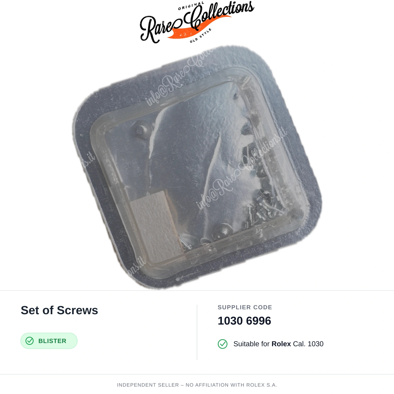 Set of Screws for Rolex (cod. 1030 6996) — New Blister NOS NOS X1