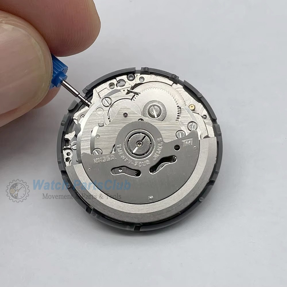 SUPER Japan TMI NH35A Movement White-Blue Date-wheel 3.0/3.8 Crown Blue Text