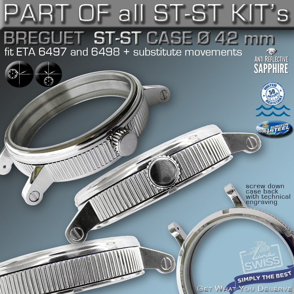 DO IT YOUR SELF KITS – BREGUET CASE style for ETA 6497, 6498, DB6, DB9 Ø 42 MM