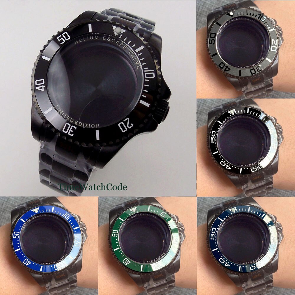 43mm PVD Black Watch Case Fit NH34 NH35 NH36 ETA2824 PT5000 Miyota8215 DG2813