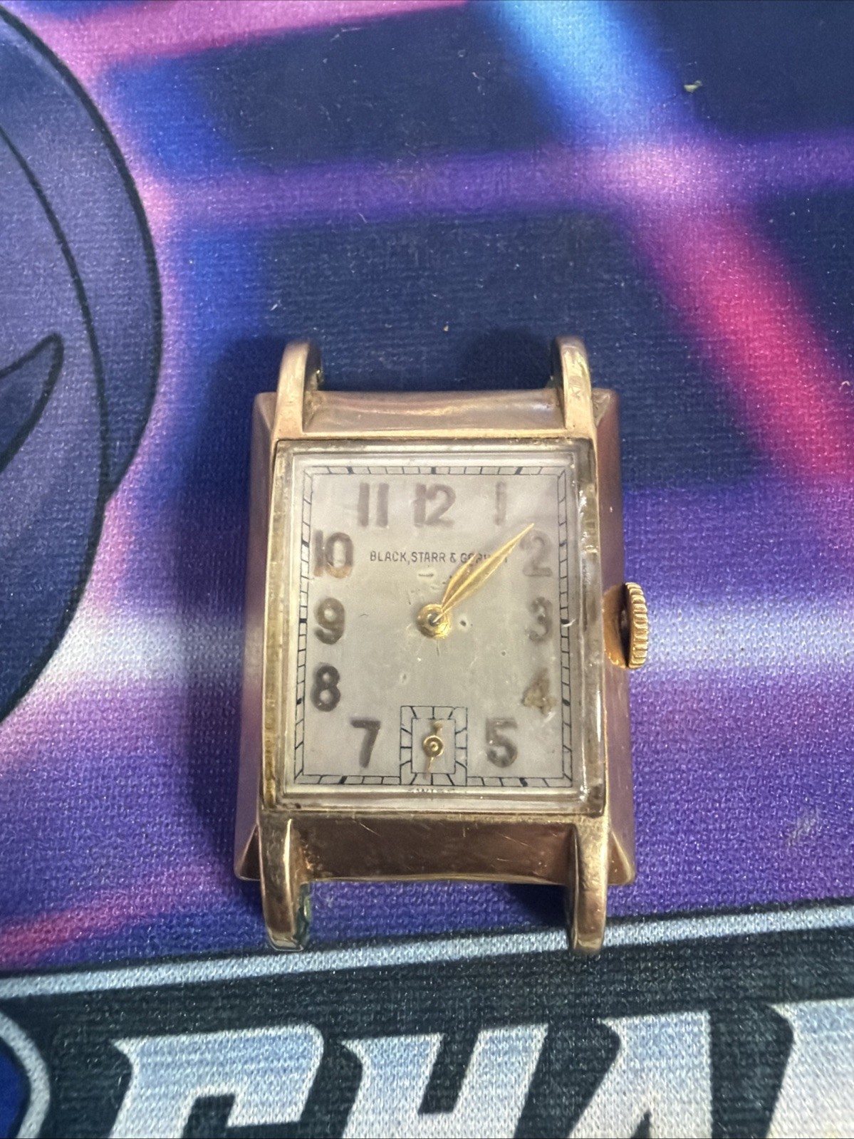 IWC Black Starr & Gorham Vintage Solid 14k Gold Art Deco Wrist Watch 24mm Runs