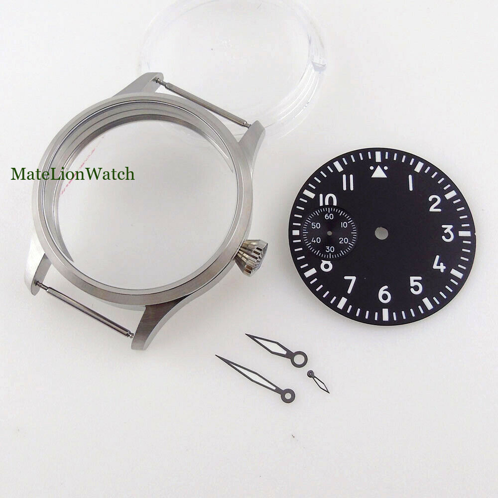 42mm Sterile Watch Case+Hands+Dial For ETA6497 ST3600 Black/Bronze Plated