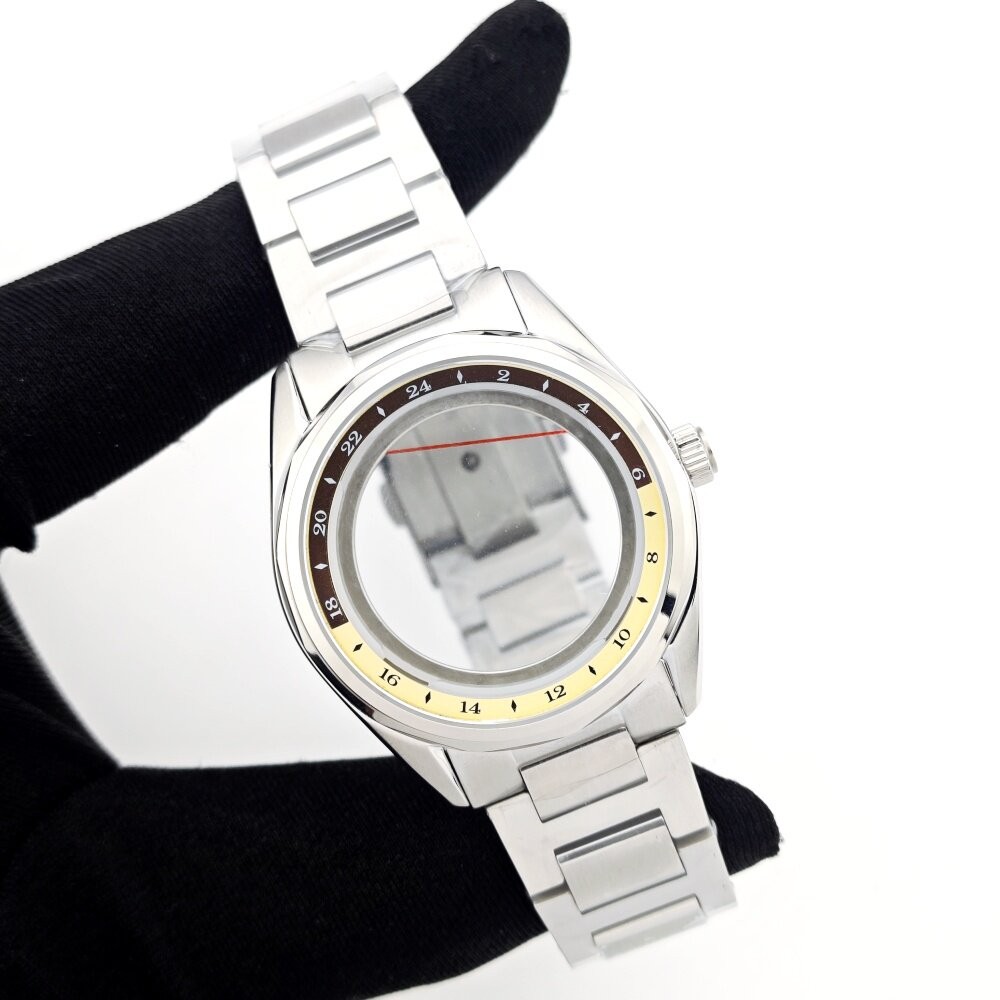 39mm GMT Style Case Two-Tone Bezel Steel Bracelet Fit Auto Mod