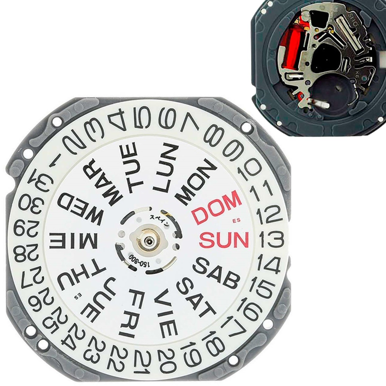 3 Hands Dual Calander Watch Movement 11 1/2 Ligne 3 Hands For Japan SII TMI VJ43