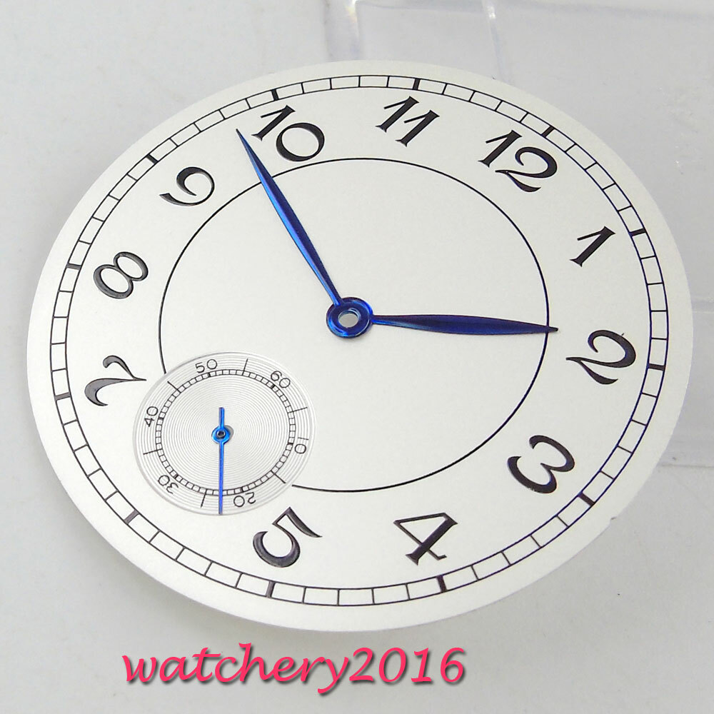38.9mm White Dial Blue Hands Fit ETA 6498 ST Movement Watch dial + hands