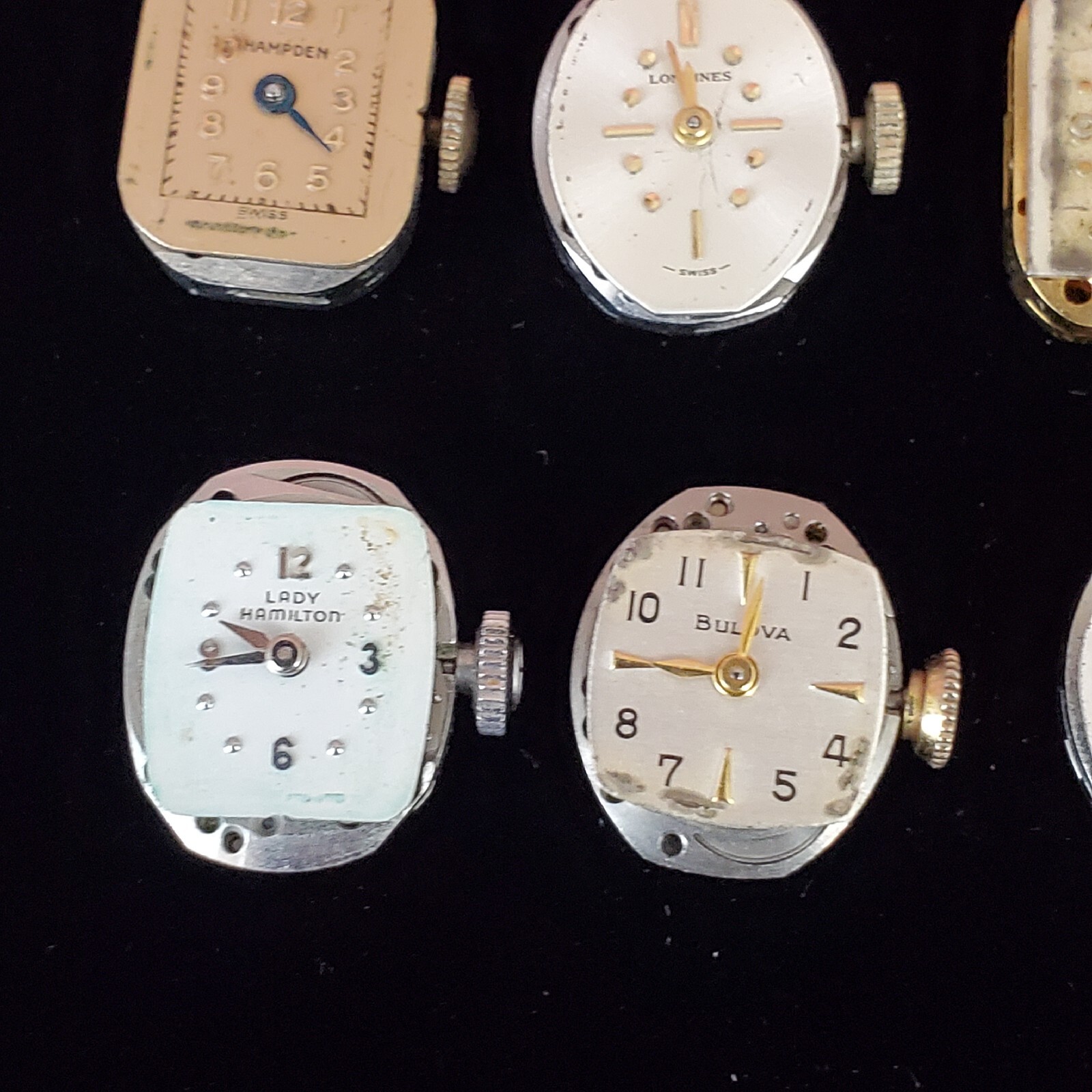 Vtg Ladies Watch Movement Lot Of 8 Bulova Hamilton Longines Waltham 17 Jewels