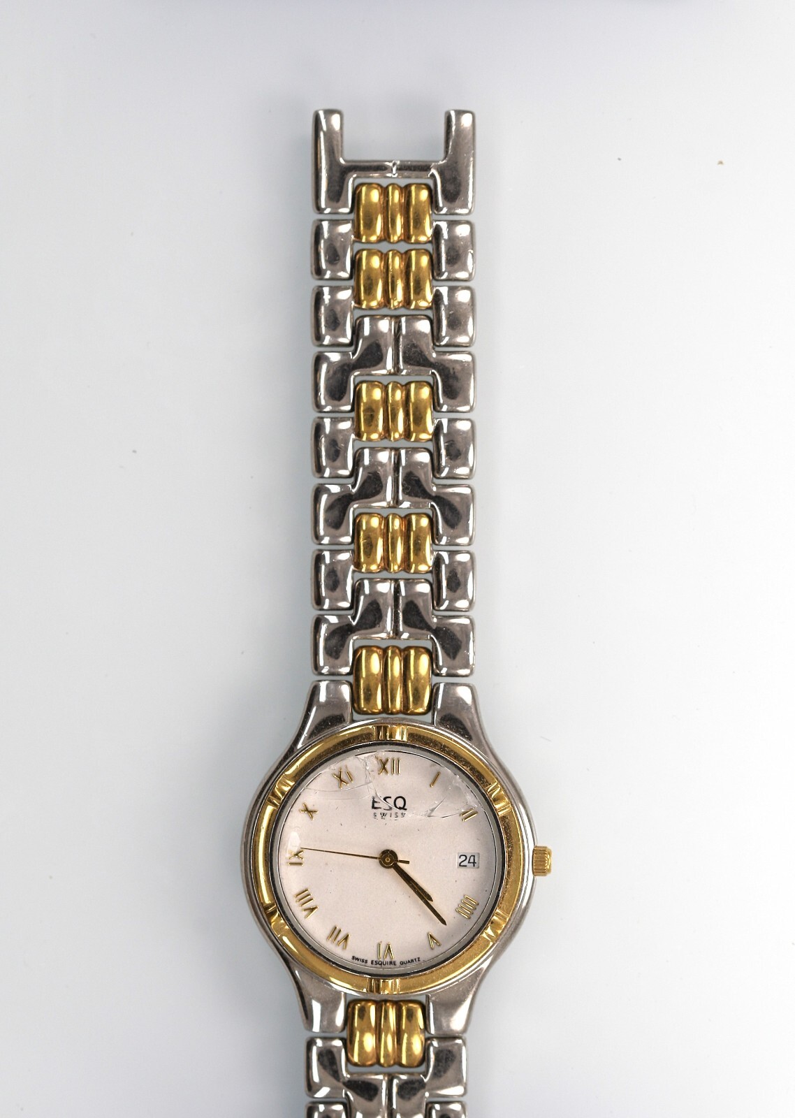 ESQ Watch Men Swiss 300210A Silver Gold Stainless St Quartz NON-WORKING