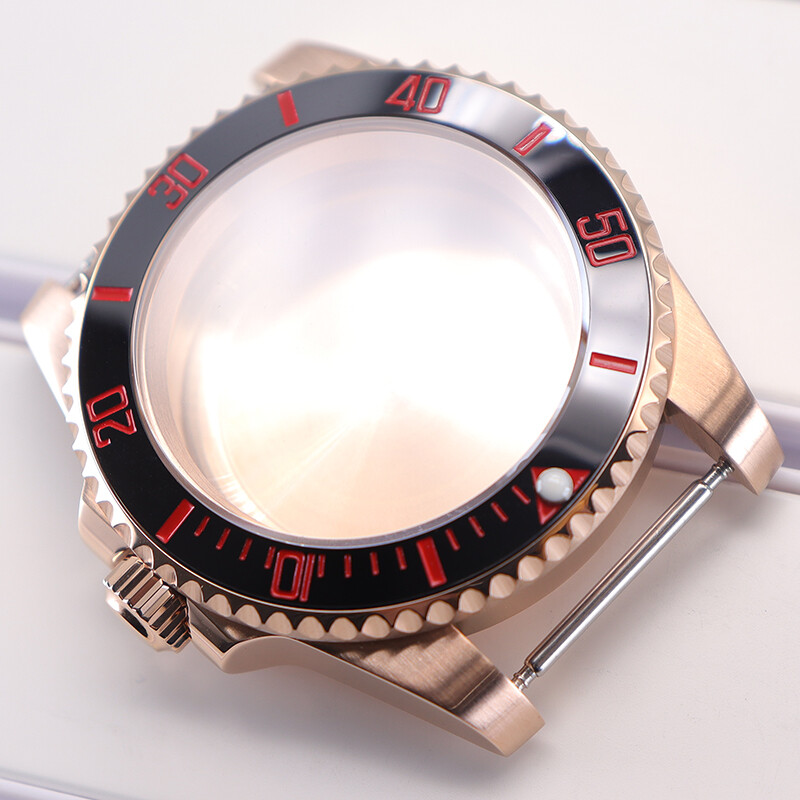 40mm Rose gold Watch Case+ Sapphire Glass Stainless Steel For Seiko Nh35 2824