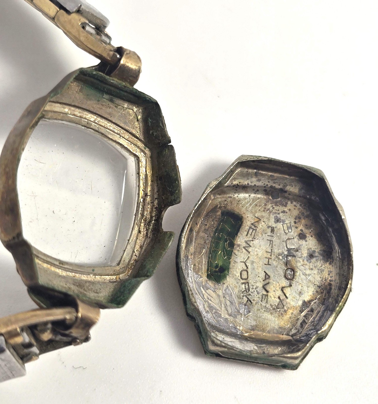Bulovia 10k rolled gold plate watch case with spiedel expanding band NO WATCH