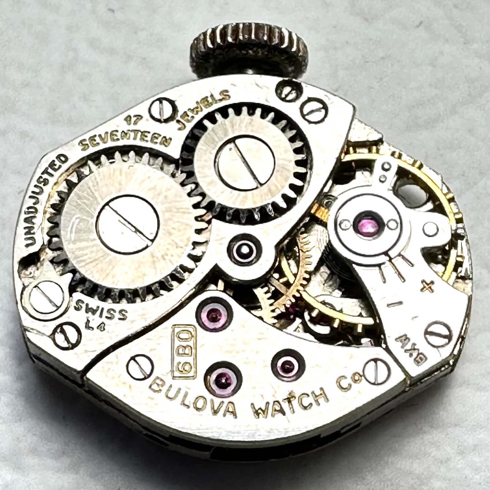 Bulova 6BO Ladies 17 Jewel Mechanical Watch Movement FOR PARTS 20-241