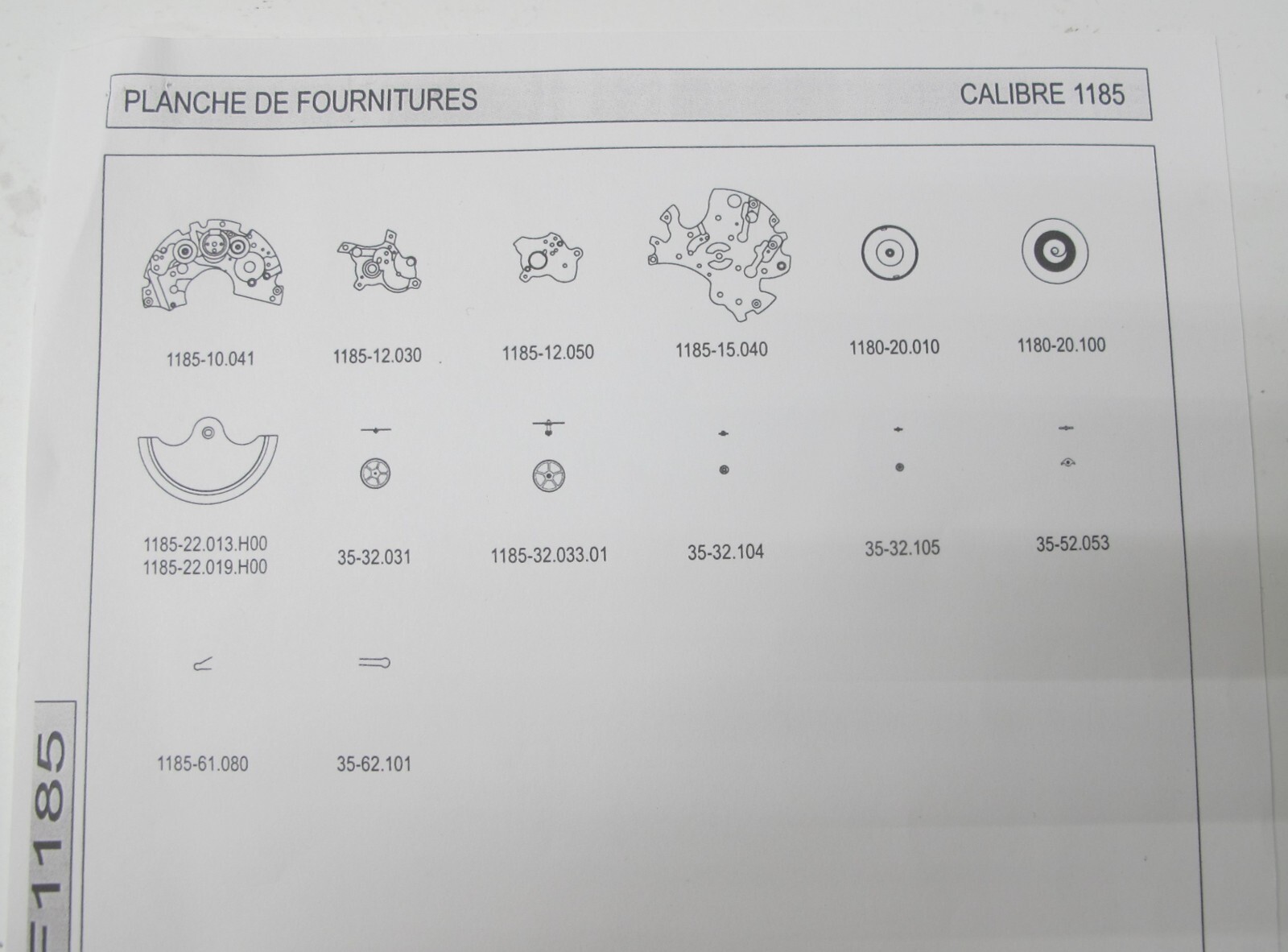 AUDEMARS PIGUET 2385,BLACPAIN 68FS,F185,CARTIER CAL.205,VC 137 MOVEMENT PARTS