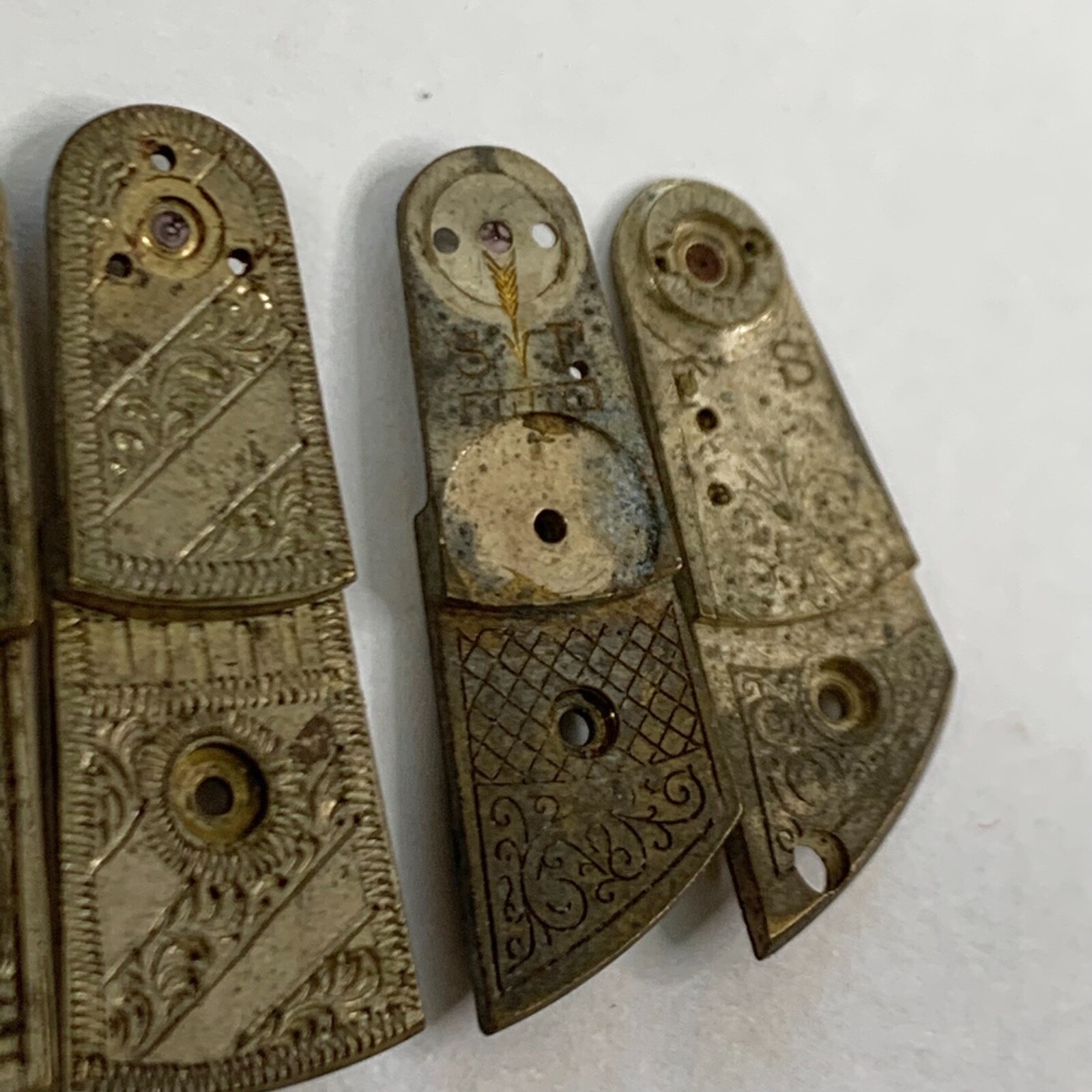 4 Pocket Watch Balance Cock Bridge Antique Part Gold Repair Steampunk Lot Etched