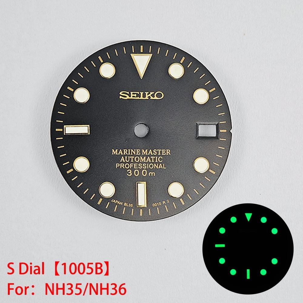 28.5mm Seiko Sunburst Watch Dial Green Luminous Fit NH35 NH36 Movement
