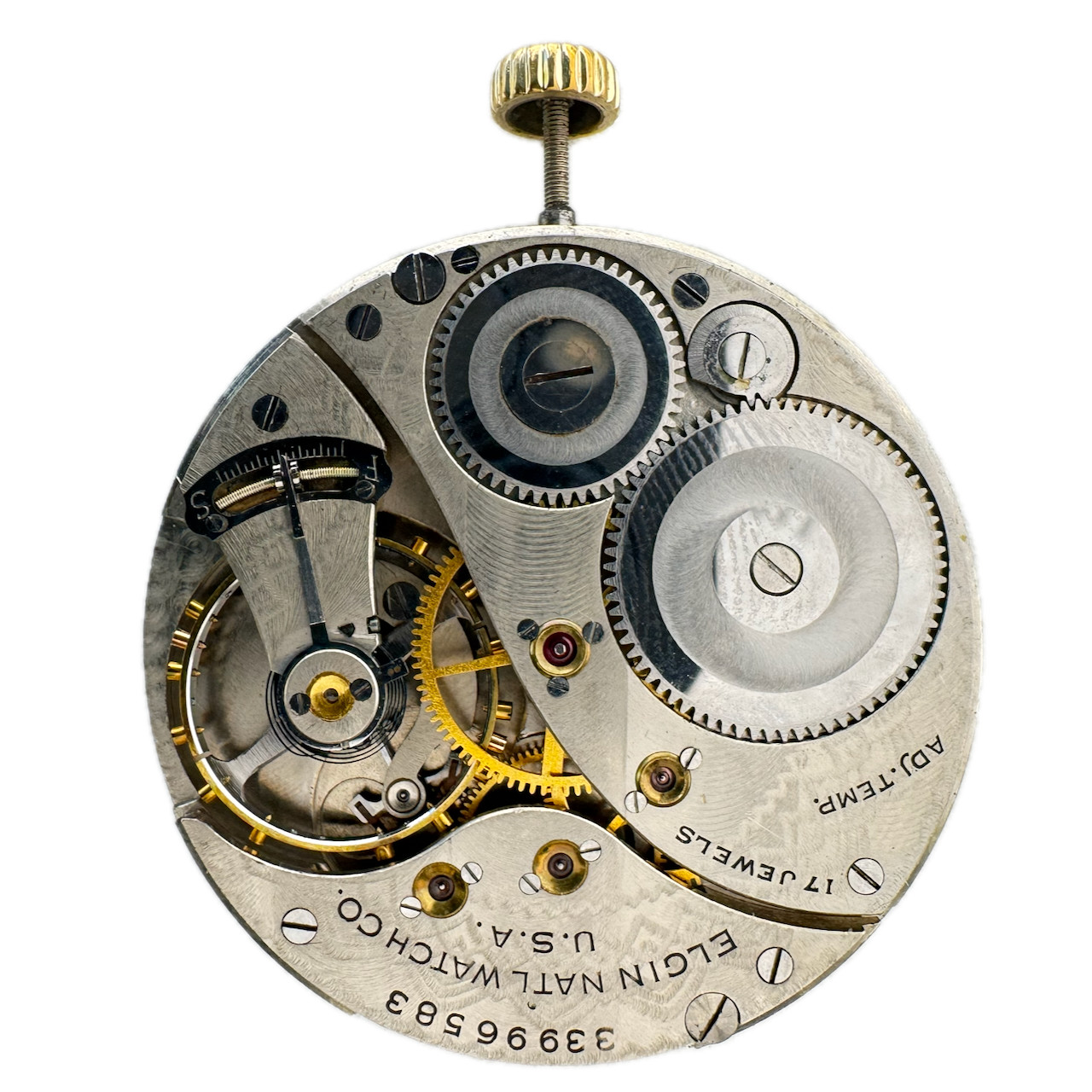 Antique 12s 1933 Elgin Raised Gold Numerals Mechanical Pocket Watch Movement 495
