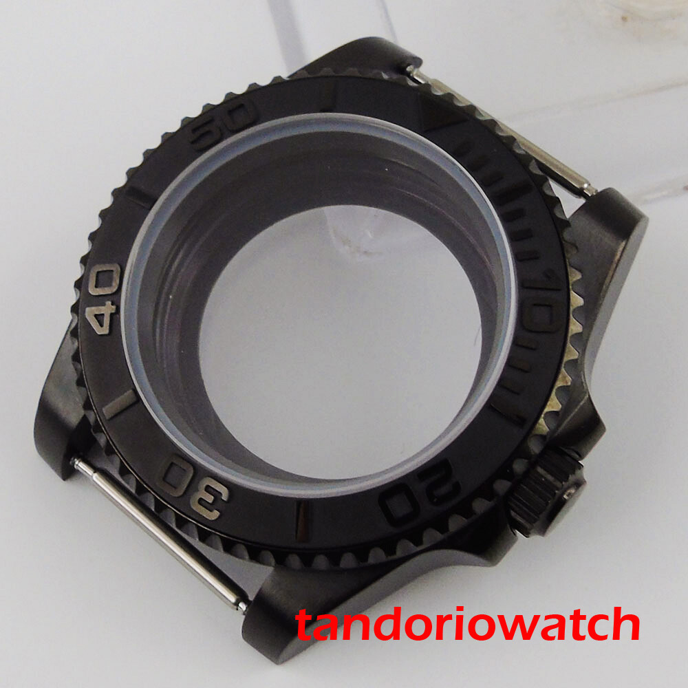 Brushed Black PVD Watch Case Fit ETA2824 NH34A NH35A MIYOTA 8215 Ceramic Bezel